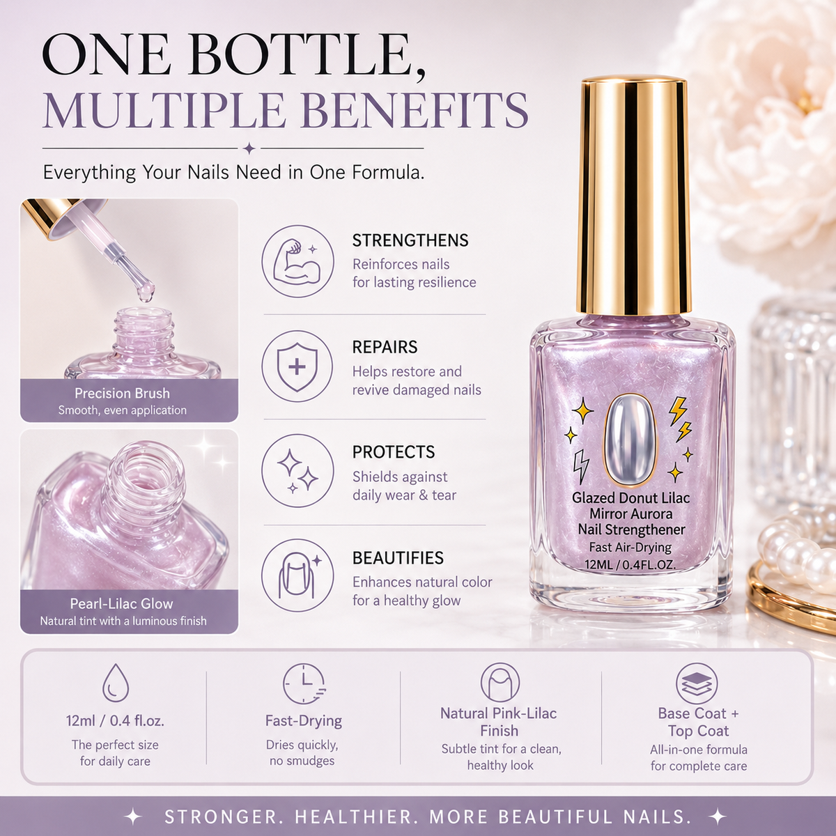 💜💅 Limited-Time OFF !! ⏰ Lilac Glossy Nail Strengthener – Strengthen Weak Nails & Restore Natural Shine — Devareon®